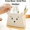 Adorable Plastic Bear Design Pencil Cup With Spacious Interior For Office School Use