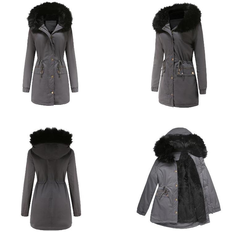 Women Warm Hooded Long Winter Parka Coat Fleece Lined Padded Thickened Military Puffer Jacket Faux Fur Overcoat Casual Fashion Outerwear New