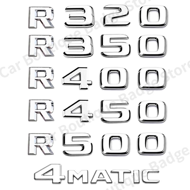 3D ABS Písmena na kufr auta Emblém Odznak Samolepky Pro Mercedes Benz R Třída R450 R320 R350 R400 R500 R63 W251 4MATIC