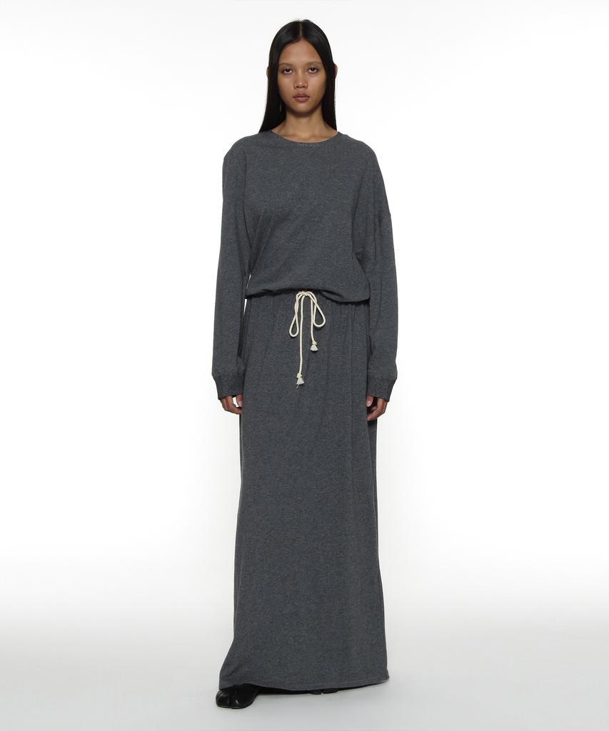 Partimento Woman Pwc Asymmetrical Drawstring Maxi Dress_Charcoal Melange