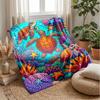 Oceanic Sea Turtles Theme Blanket Lightweight Warm Flannel Blanket Decorative Throw Blanket for Home Decoration