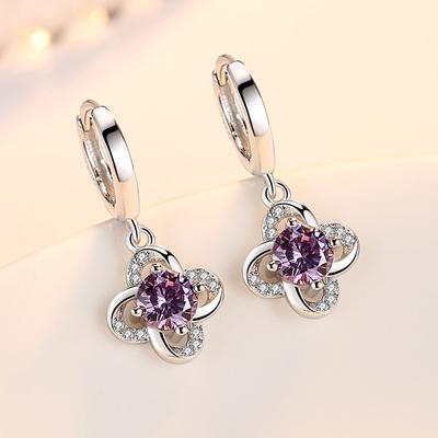 925 Sterling Silber Frauen Ohrringe Anhänger Mode Ewige Blume Sprache Hohe Qualität Zirkon Paar Ohrring Schmuck Geschenk