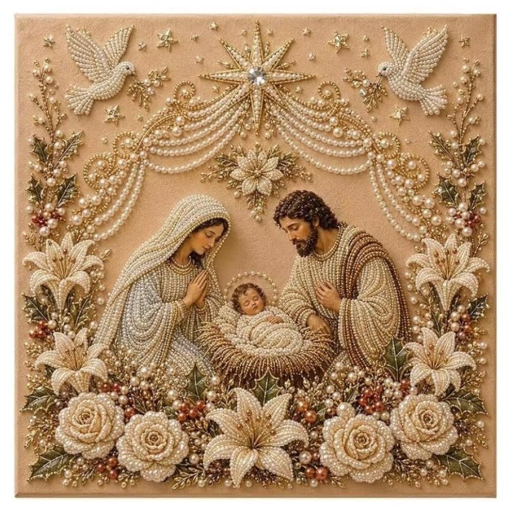 Nativity Scene Religious Pearl Painting Kit Sparkle Halloween Beaded Craft Set  Beginner