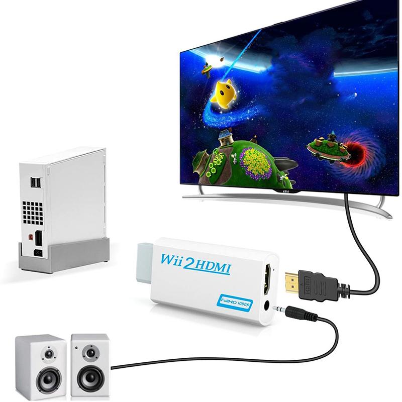 

1 шт. адаптер Wii к HDMI 2 HDMI Full Hd конвертер аудиовыход адаптер для ПК HdTV