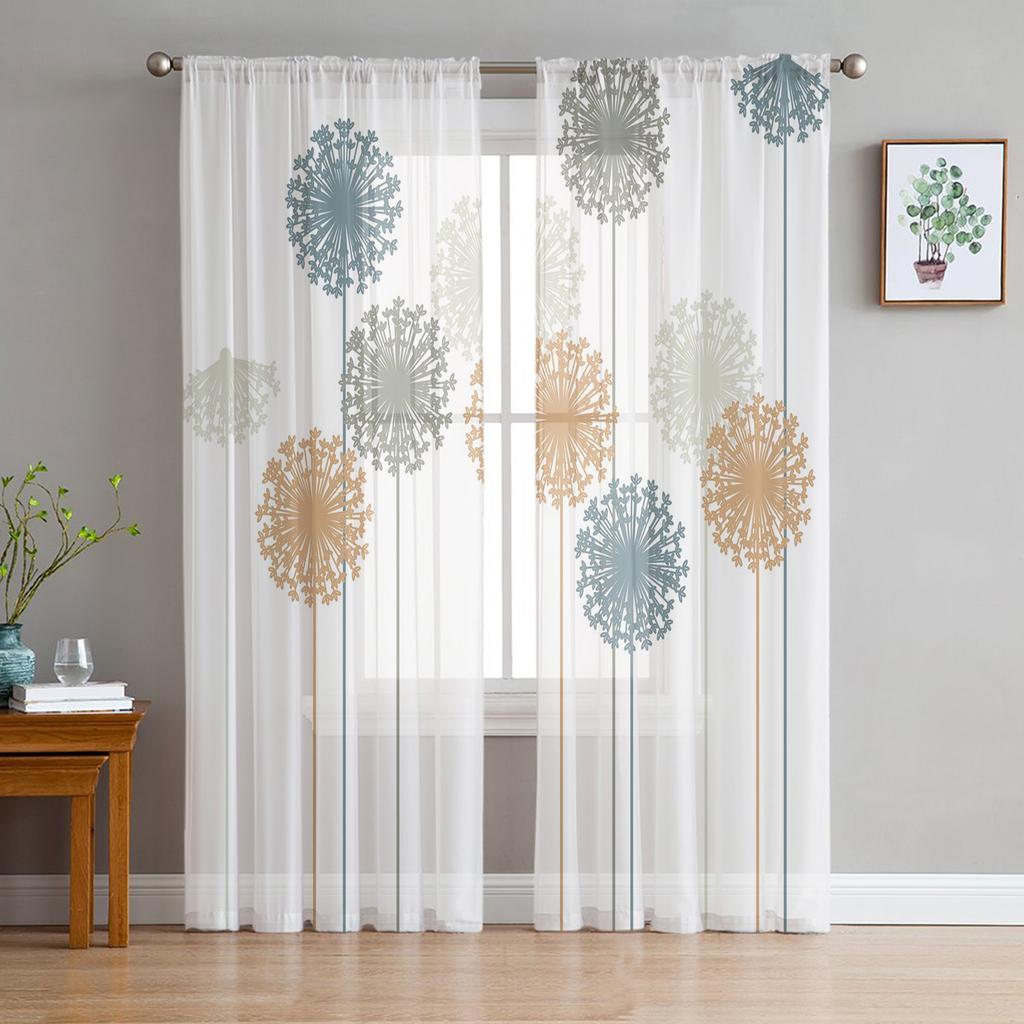 Lack White Dandelion Seeds Tulle Curtains For Living Room Voile Sheer Window Curtain For Bedroom Chiffon Curtains For Kitchen