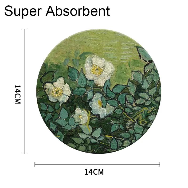 

Коврик для сушки посуды Коврик для слива кофемашины Коврик для столешницы в стиле абстрактного искусства Коврик для слива раковины Мягкий диатомовый ил Присоска для крана 14X14cm