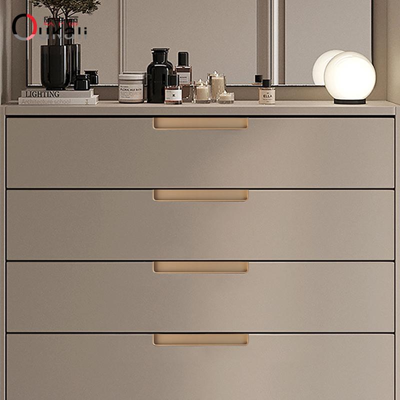 Oukali No Slotting Handle Cabinet Wardrobe Door Handle Aluminum Alloy With Plug Furniture Hardware Invisible Handle
