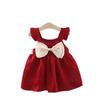 Comfortable Lace Flying Sleeve Baby Dress Sweet Solid Color Vest Dress for Girls