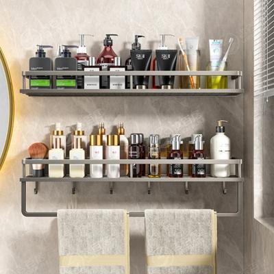 An der Wand montiertes Badezimmerregal, stanzfreies Shampoo-Aufbewahrungsregal für Küchenhalter, quadratisches Aluminium-Badregal, Organizer-Zubehör