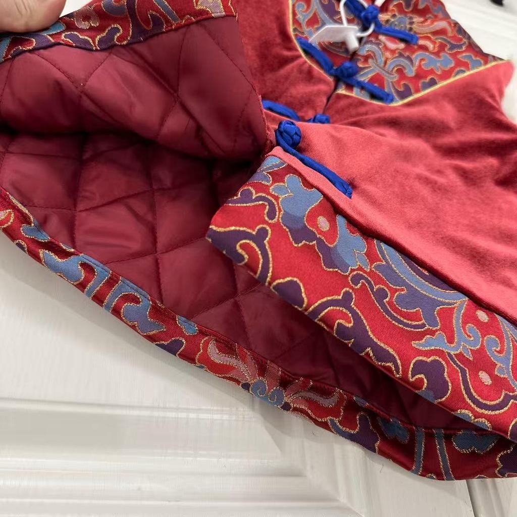 Chinese New Year Girls' Quilted Tang Suit Vest & Cheongsam Dress Set for Siblings