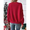 Women S Red Bow Crew Neck Long Sleeve Casual Sweatshirt