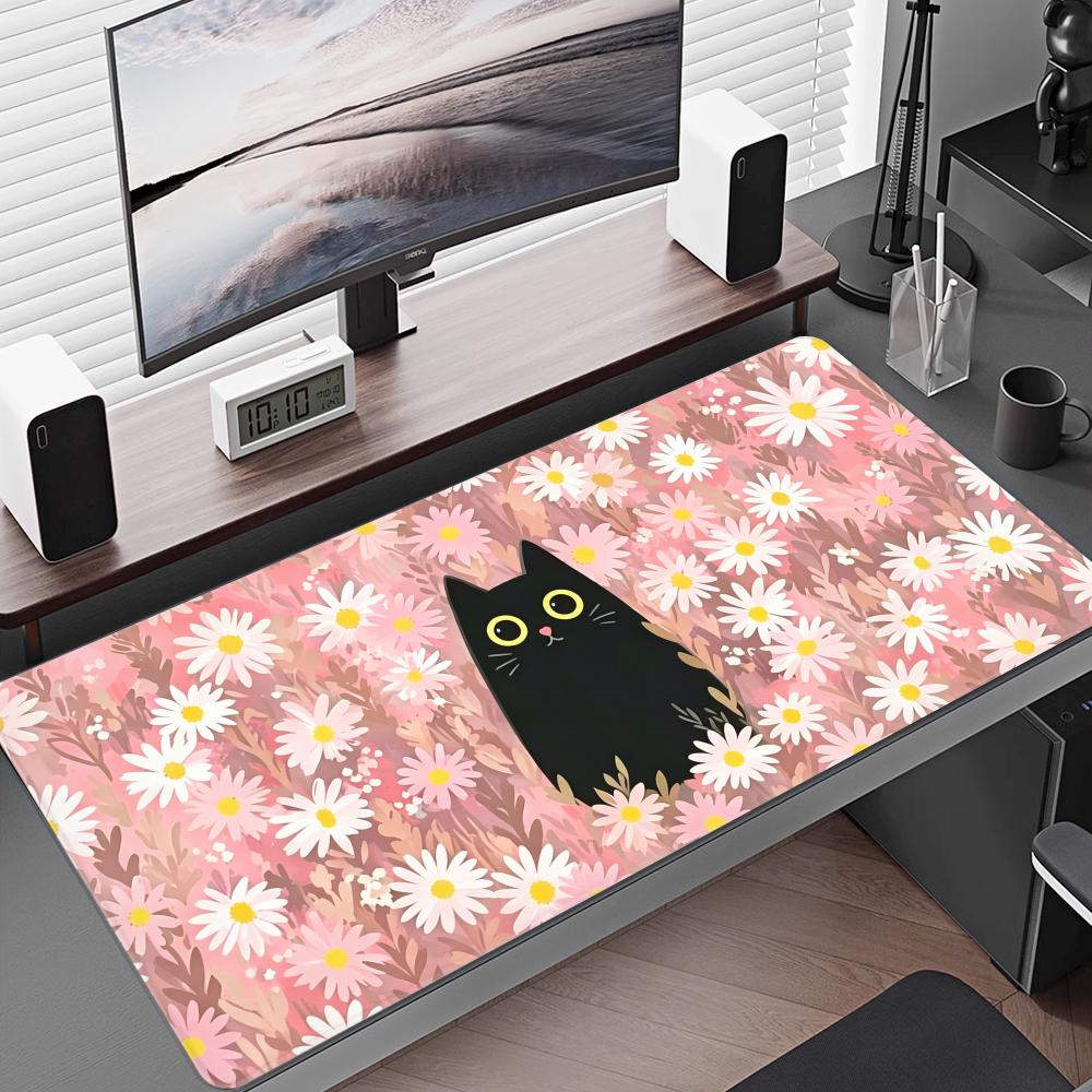 HYBXAXC Daisy Cute Cat Mouse Pad Computer Accessories Office Game Table Mats Rubber Anti-slip Keyboard Mousepad Desk Pad 40X90