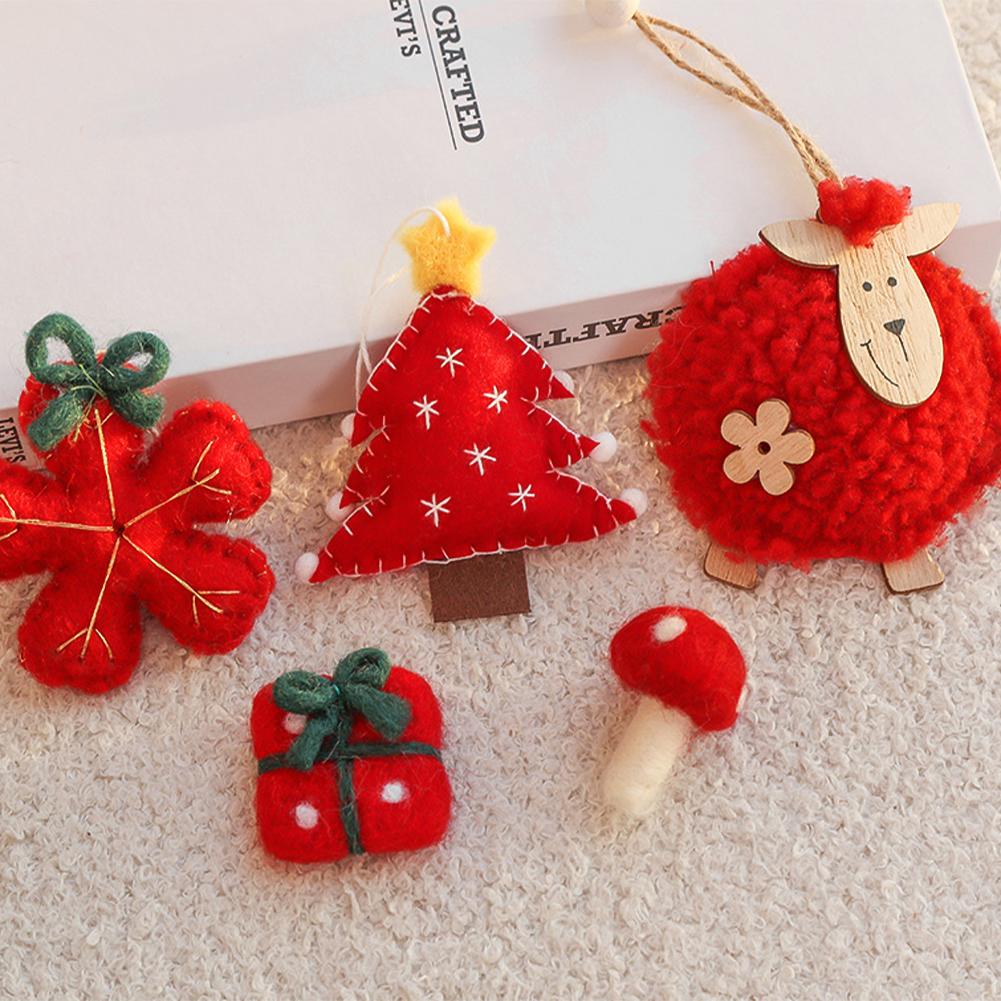 Wool Felt Christmas Pendants Hand Sewing Felt Snowmen Xmas Tree Wreath Socks Gloves Hanging Ornaments Party Decor