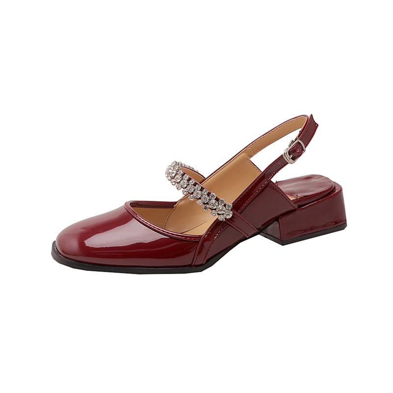 

Женская обувь 2024 года, блестящие босоножки на квадратном каблуке с пайетками, женская обувь для вечеринок, модные элегантные босоножки на среднем каблуке, Chaussure Femme 42 вино красного