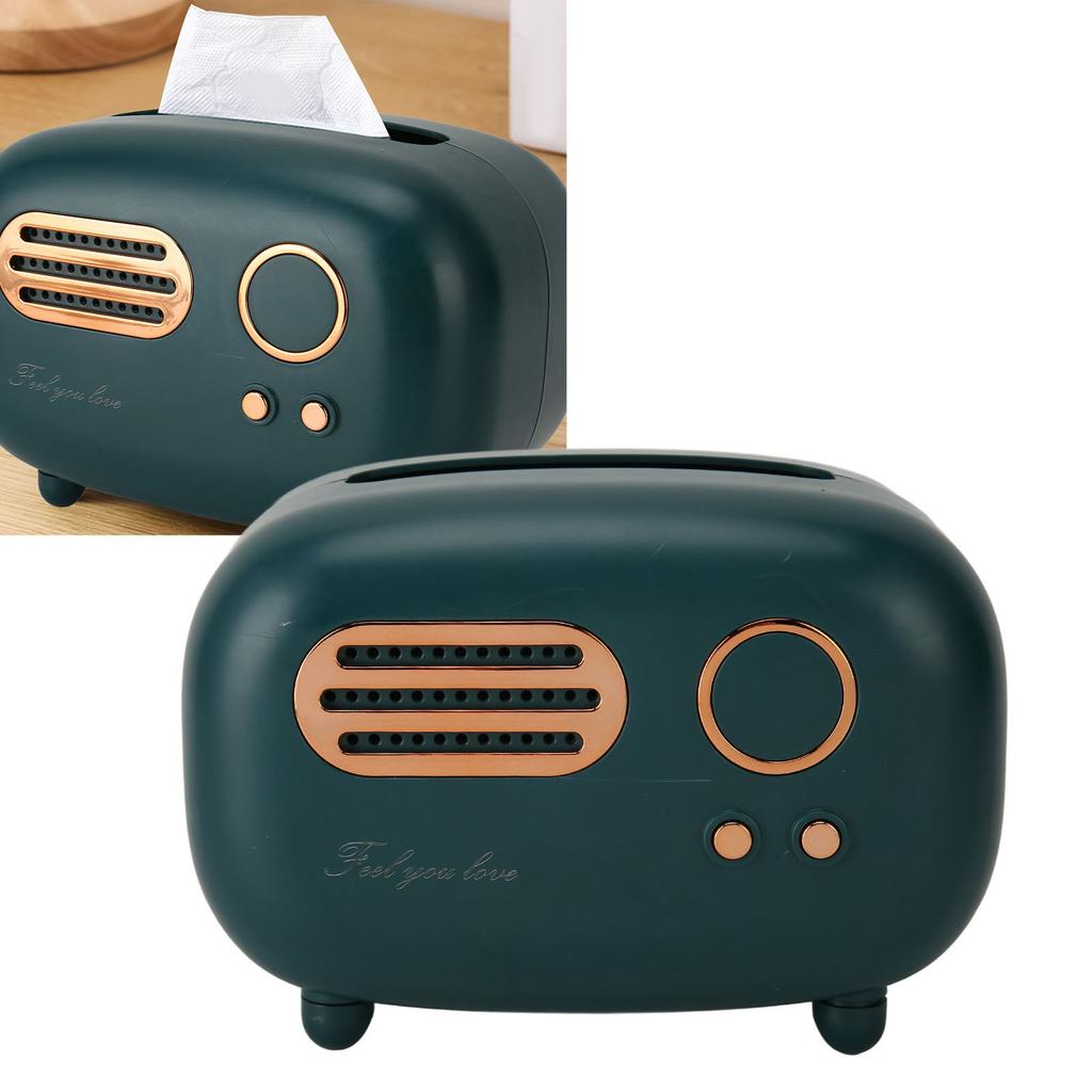 Tissue Box Holder Cute Radio Wide Opening Anti Slip Feet Plastic Tissue Paper Box for Bedroom Living Room