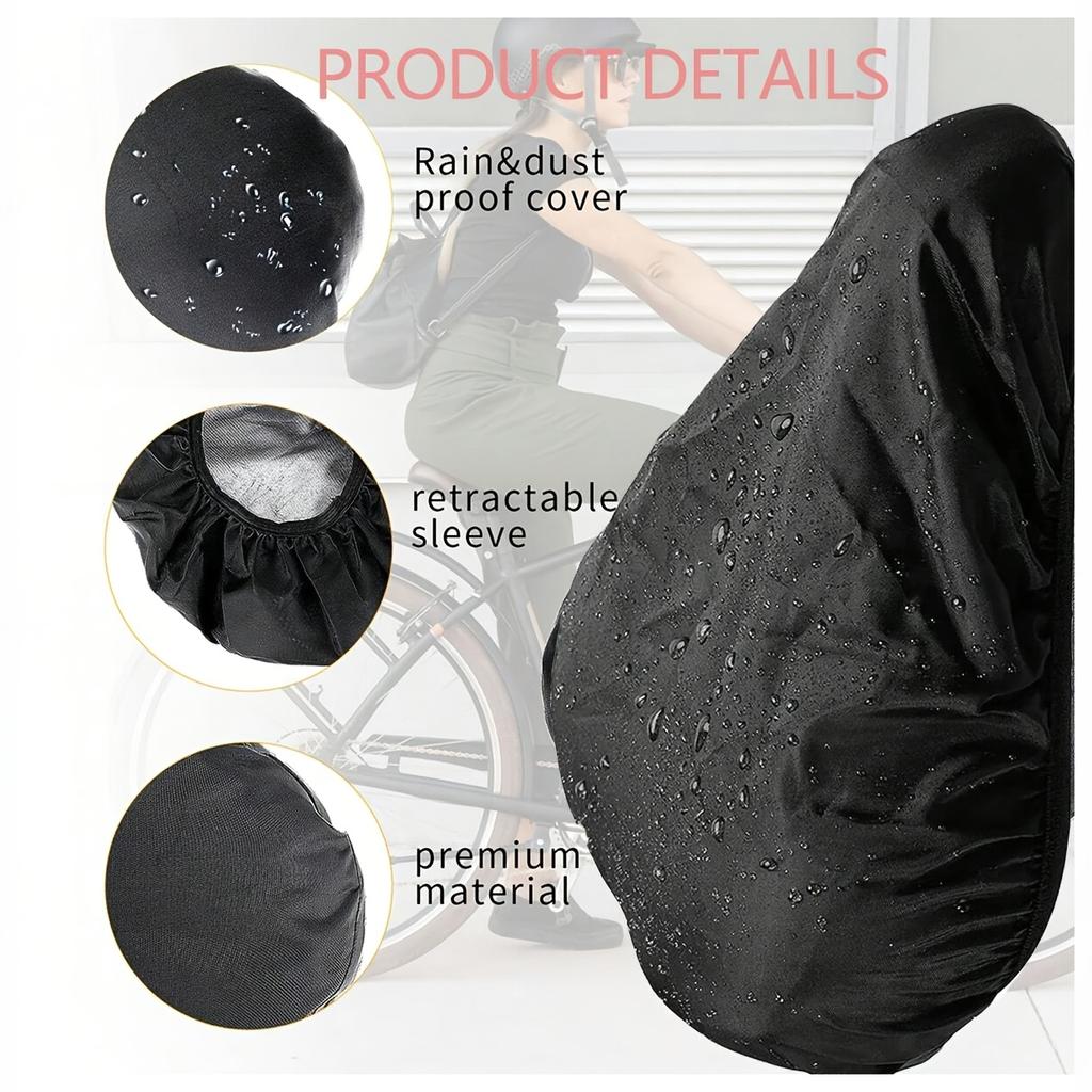 1pc Waterproof Bicycle Saddle Cover, Mountain Bike Seat Protector, Heat Press Rainproof Cover, Cycling Accessories, Compact & Portable