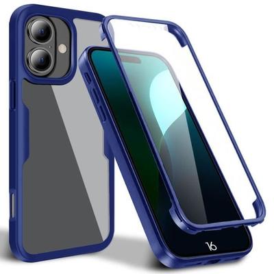 Protective Case - for iPhone 16 - Navy Blue - Soft TPU - Hard PC - Full Protection