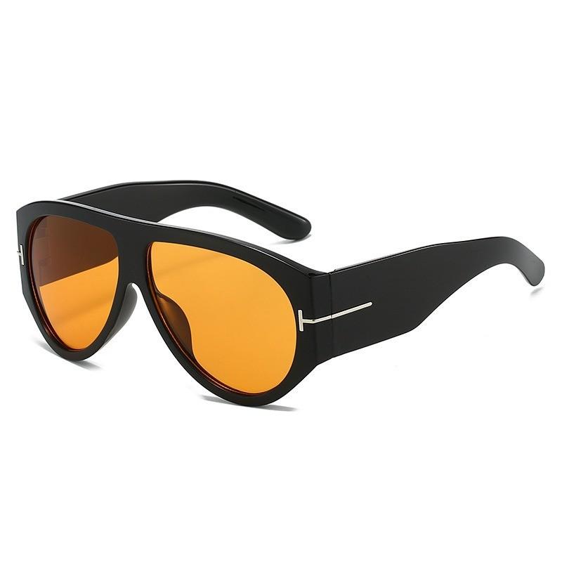 

Geometric Black Frame Sunglasses With Ac Lenses For Fashion And Party Wear Black Orange