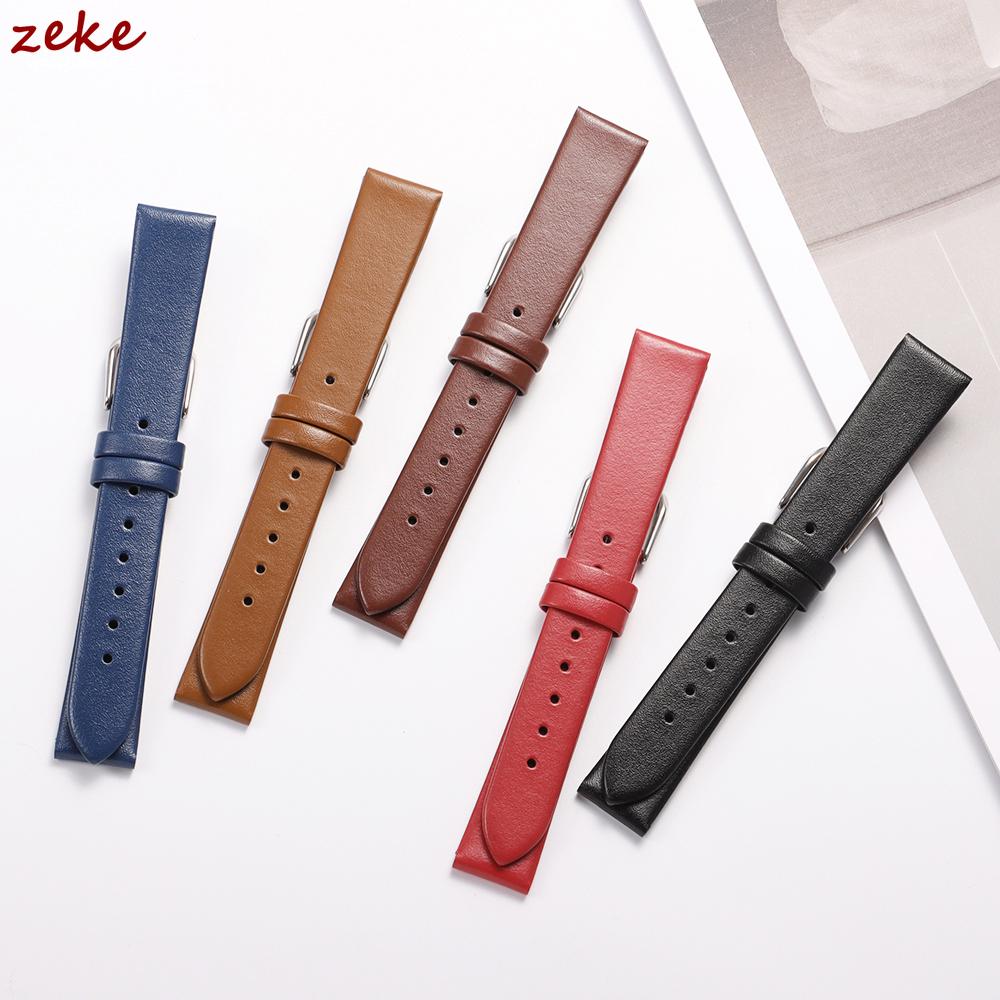 Ultra-dünnes Kalbsleder Uhrenarmband 10mm 12mm 14mm 16mm Uhrenband Damen Universell Schlank Weich Handgelenk Armband Gürtel mit Dornschließe