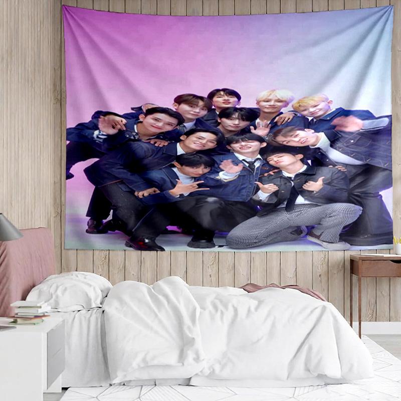 1PC Seven-teen Group K-pop music group Tapestry Accessories for Bedroom,Livingroom, dormitory Room Wall Decor Fan Birthday Gifts