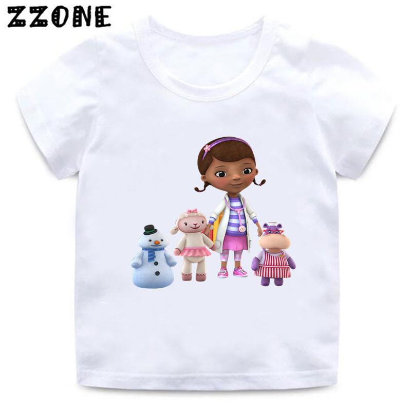 Doc McStuffins Clinic Girl Cartoon Kids Funny TShirts Cute Girls Clothes Baby Boys T shirt Summer White Children Topsooo5460