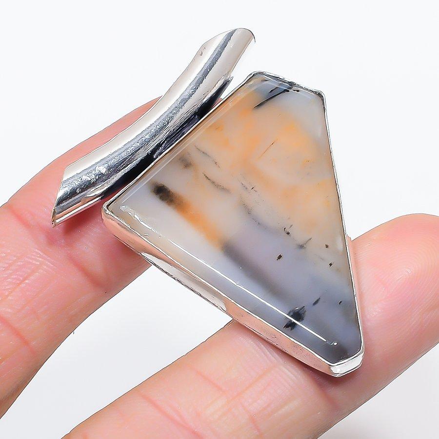 

Натуральный камень агат Монтана, серебро 925 пробы, ювелирная подвеска 1,77 u7g83