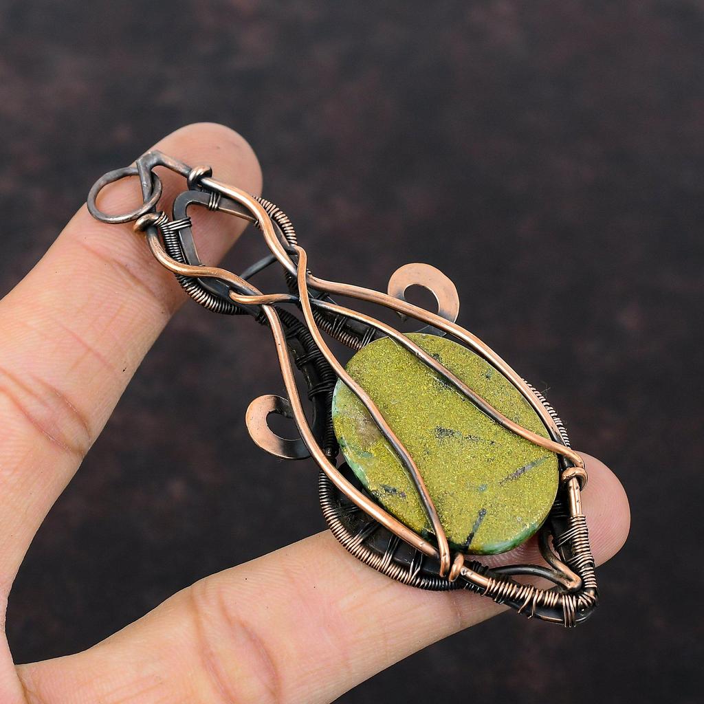 Copper Ruby Zoisite Pendant Copper Wire Wrapped Jewelry Real Gemstone Pendant Handmade Jewelry Copper Pendant Wire Wrapped Pendant For Gift
