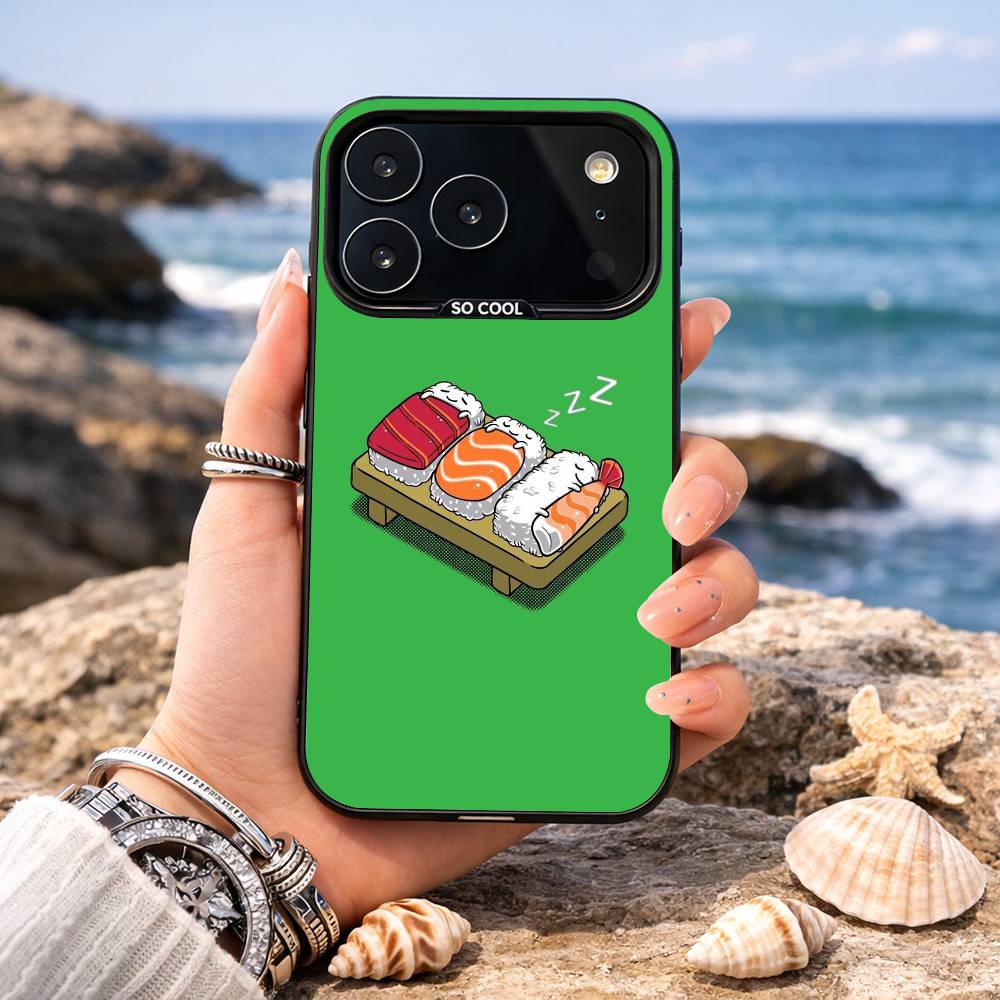Funny Cute Food Fancy Phone Case For iPhone17,16,15,14,13,12,11,Pro,MAX Gray Matte Silicone Black Cover