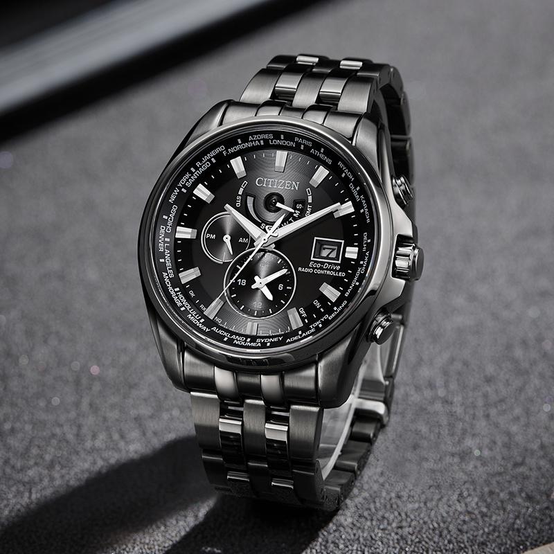 CITIZEN Light Powered Quartz Movement Stainless Steel Strap Watch Men's Watches Black Dial AT9127-80E