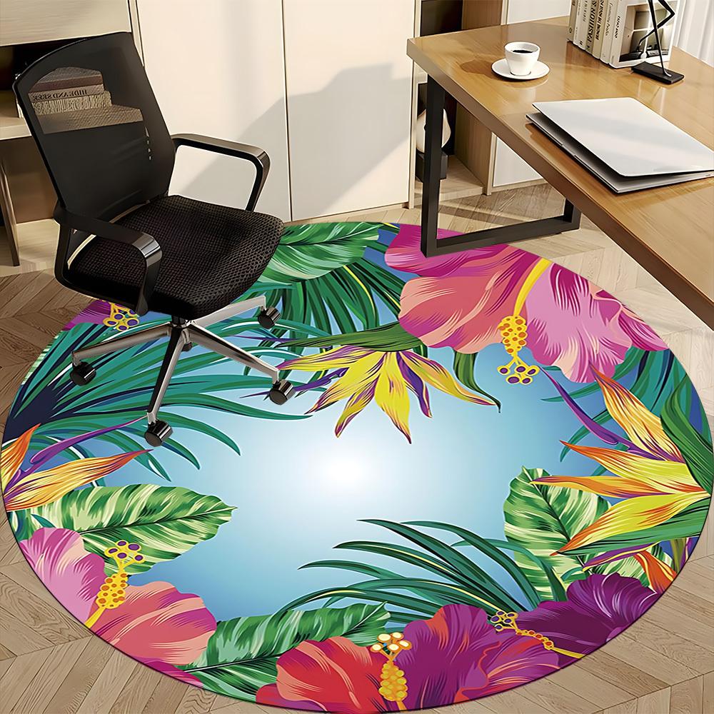 1PC Tropical Flowers Chair Carpet for Office Non-Slip, Lightweight, Machine Washable Rug for Office, Sleeping, Room - Holiday DecorPolyester