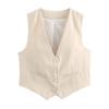 Dames Retro Ensfarget Godterifarge V-hals Kort Dressvest