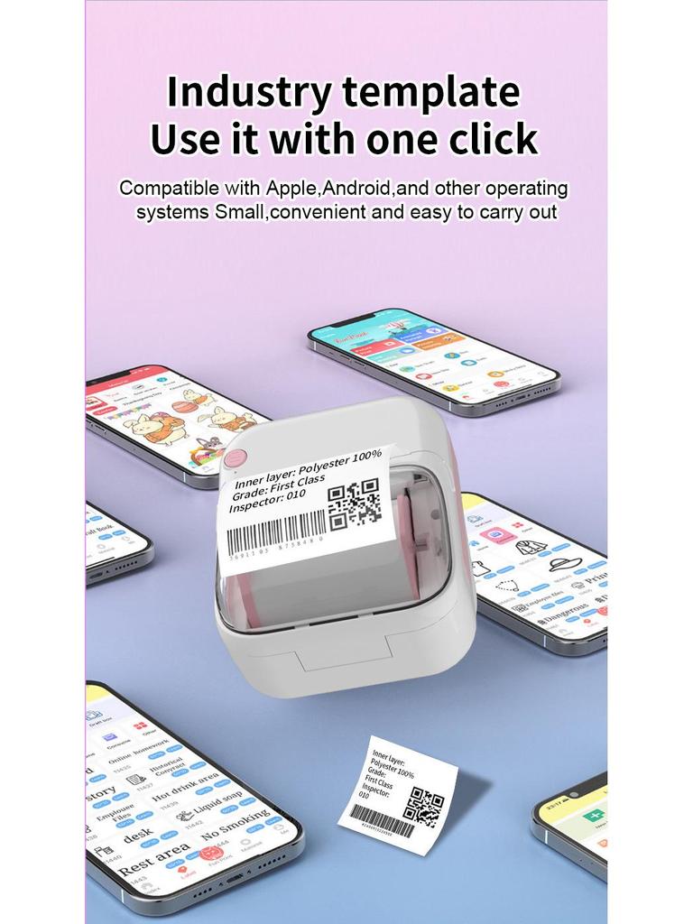 Bluetooth Mini Thermal Label Printer: Portable Inkless for Home & Office