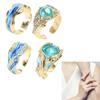 Adjustable Oceans Waving Rings Inspirational Sea Elegant Designs Silver Sturdy Alloy Resin Crafted Gifts for Women