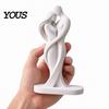 Matte Finish Sculpture Abstract Human Body Statue, Female Figurine Embracing Love Sculpture, 3D One-Piece Molding Couple Shape Statue for Living Room
