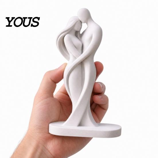 Matte Finish Sculpture Abstract Human Body Statue, Female Figurine Embracing Love Sculpture, 3D One-Piece Molding Couple Shape Statue for Living Room