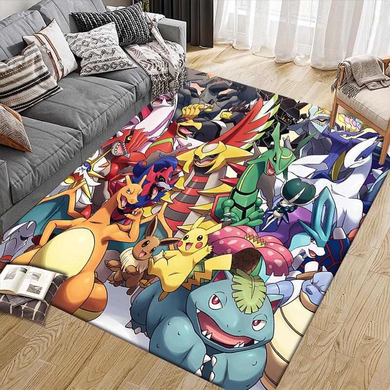 Pokemon Collection Square Area Rug, Non-Slip Floor Mat for Living Room, Perfect Gift for Fans.chl