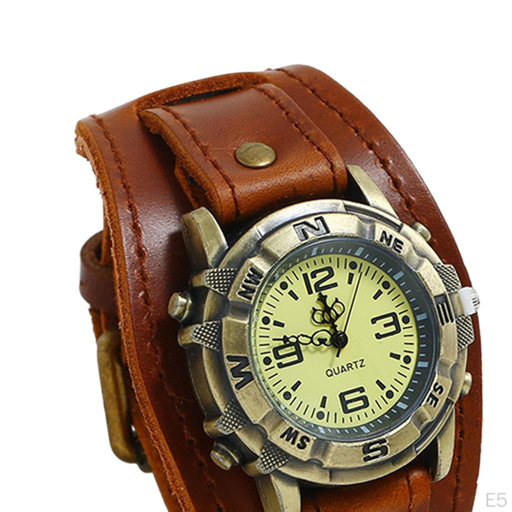Leather Bracelet Watch, Replacement Strap, Wide ,Strap Watch for Men Punk