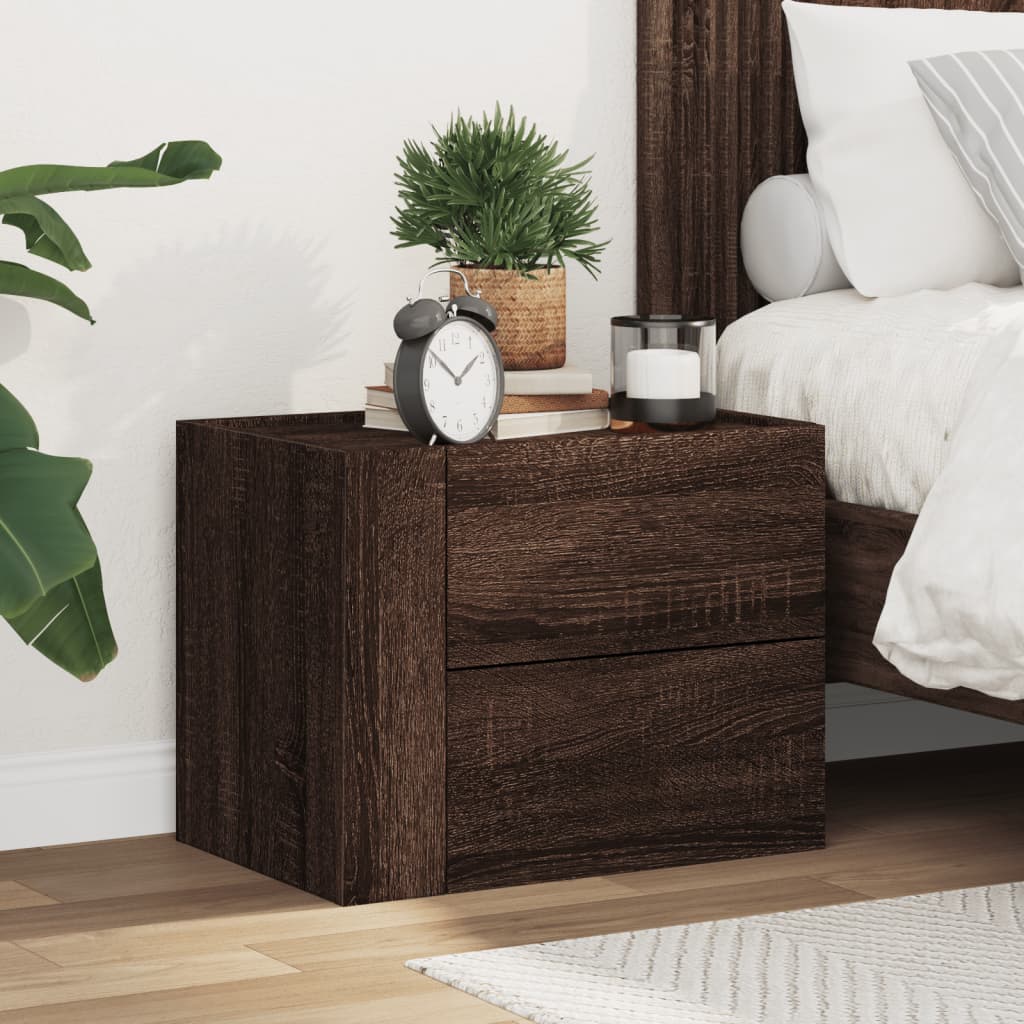Wall Mounted Nightstand Brown Oak Effect 45 x 30 x 35 cm