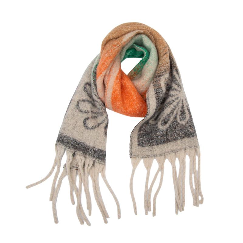 Autumn and winter new loop yarn imitation mohair jacquard small flower scarf