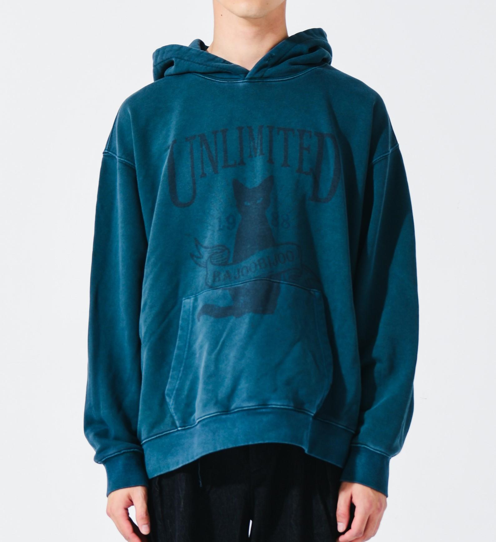 Bajubiju Unlimited Cat Pigment Hoodie [Blue Green] L
