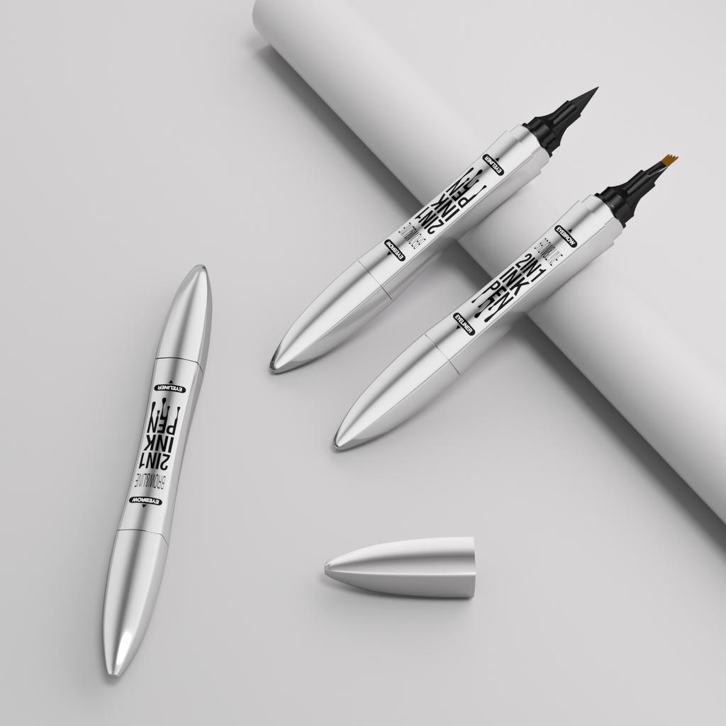 Double Head Four-Pronged Eyebrow Pencil + Eyeliner Quick-Drying Waterproof Eyebrow Pencil