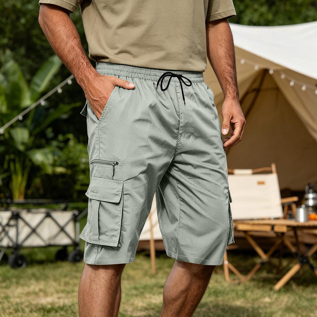 Men's Casual Loose Fit Cargo Shorts with Multiple Pockets, Lightweight Cotton Work Shorts for Summer Outdoor Hiking Activities