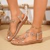 Fashion 2025 Fashion Elastic Band Women's Sandals Summer New Casual Plus Size Crystal Floral Best Seller Light Soft Bottom Flat Sandals