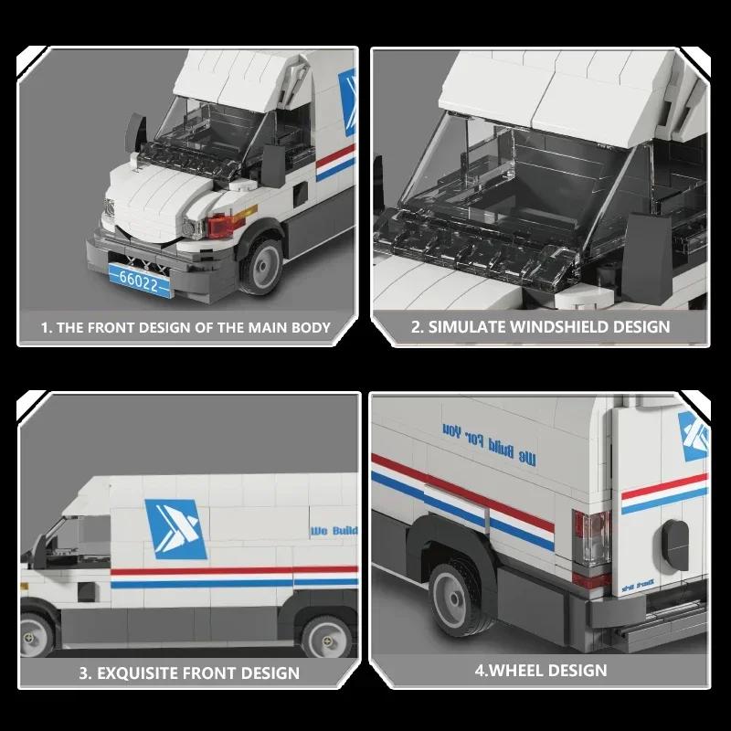 526PCS Postal Truck Building Blocks City Mail Transport Car Model DIY Toy For Kids Holiday Gifts