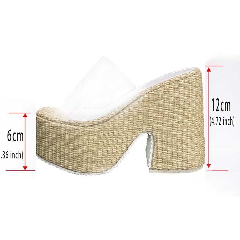 Fashion 12cm Ultra-high Heel Waterproof Platform One-size New Style Women's Summer Outerwear Slippers Plus Size 34-43 Zapatos Mujer