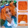 Peruca Sintética Curta Laranja Cacheada para Cosplay Halloween Anime Perucas Engraçadas Unissex Peruca Cosplay Desarrumada Role Play Peruca Chapeleiro Maluco