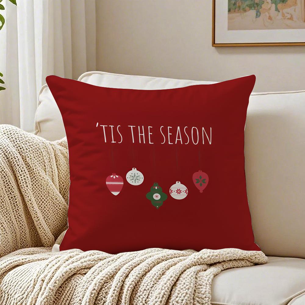 Christmas Red Santa Snowman Cushion Cover Linen Minimalist Soft for Sofa Bed Home Room Decor