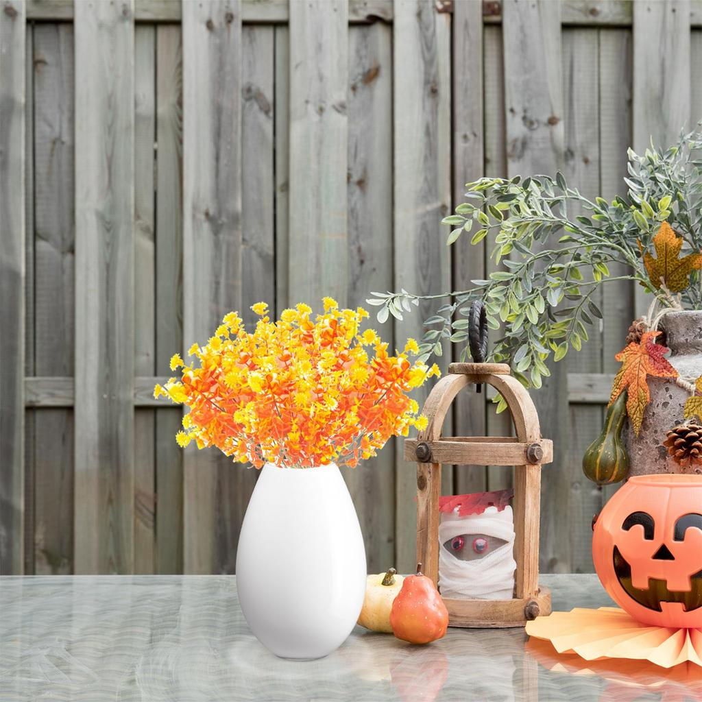 Artificial Fall Flowers Bundles for Outdoors Faux Mums Plants Decoration Plastic Shrubs Plants Home Porch Garden Yard