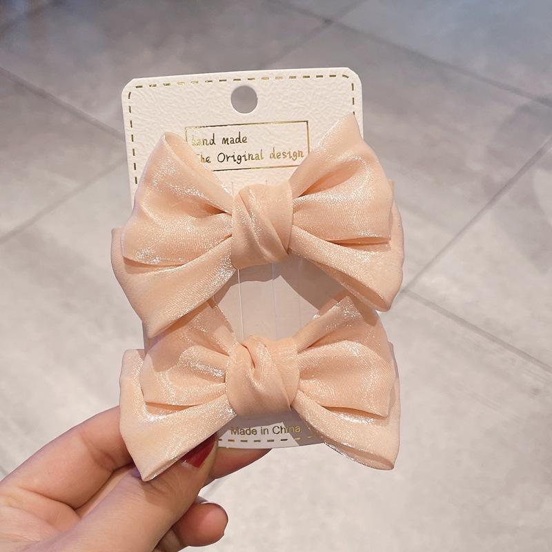 2Pcs New Cute Princess Pearlescent Bow Girl Hairpins Children Headwear Hair Clips Hairgrips Barrettes Hair Accessories