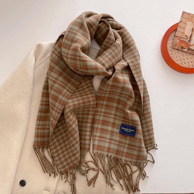 Autumn and winter new versatile scarf women's thickened woven thick beard fringed warm scarf imitation cashmere shawl